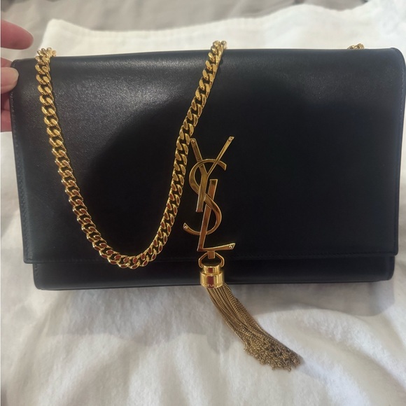 Yves Saint Laurent Handbags - Yves Saint Laurent Black Crossbody with Gold Accents Perfect Condition!
